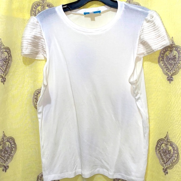 ALICE & OLIVIA WHITE SHORT SILK CAP SLEEVE SZ M NYLON/ELASTANE BLEND BODY - Picture 1 of 7